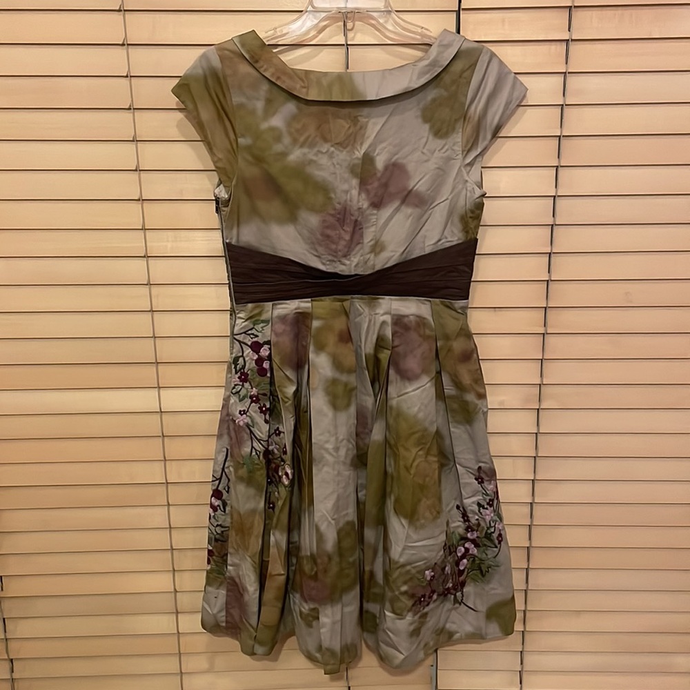 Floreat for Anthropologie Floral Embroidered Green Dress - Picture 10 of 14